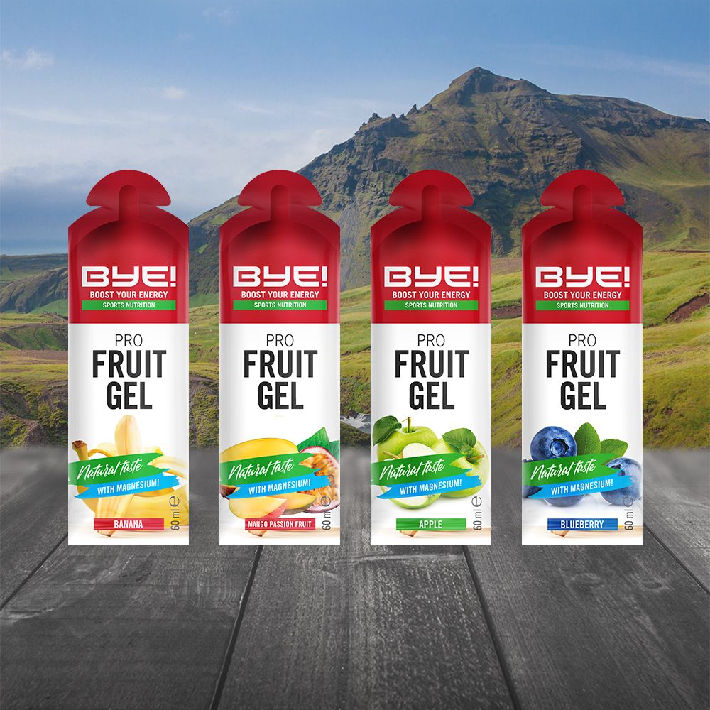 Bye Nutrition Pro Fruitgels alle smaken blueberry naast elkaar
